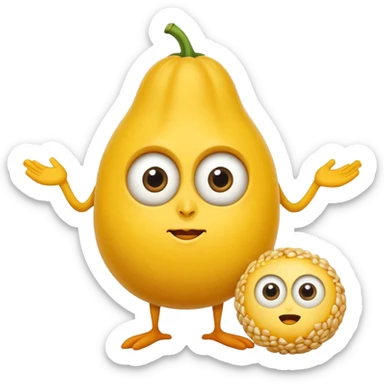 Un emoji de una bola de maíz con una boca con baba y ojos tiernos pero que los ojos son bizcos y que tenga un cartel que dice "I am corny" sticker