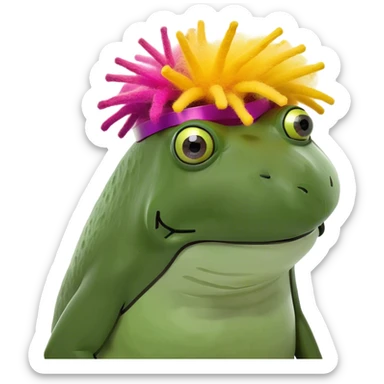 Dark skinned Bufo with an Afro sticker