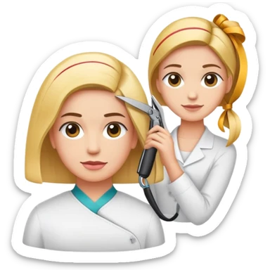 Coiffeur avec une tondeuse à cheveux et ruban à mètre au cou  sticker