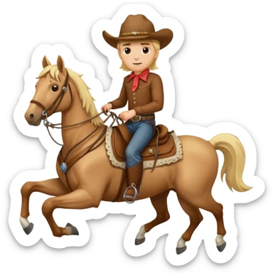 Blonde cowboy on a horse sticker