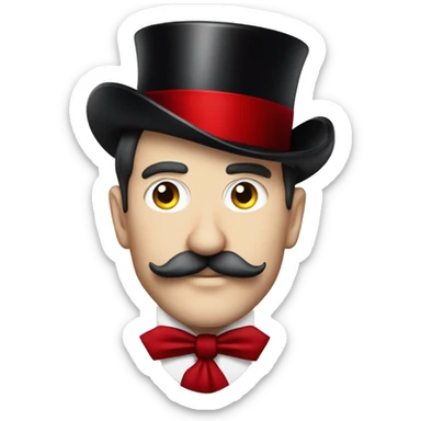 moulin rouge, white man with moustache and red tophat sticker