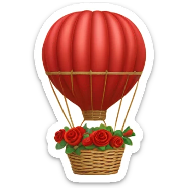 red hot air balloon and beige basket with roses sticker