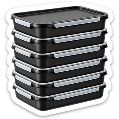 stacked black meal prep containers sticker
