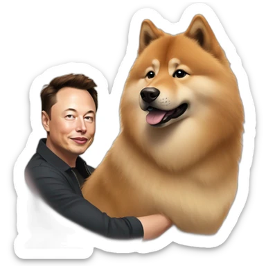 elon musk petting a eurasier sticker