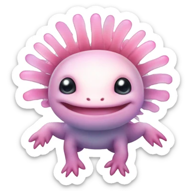 Gradient pink shimmery iridescent axolotl full body sticker