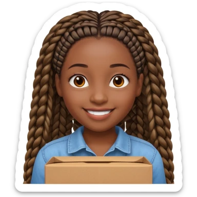 black girl with straight down box braids sticker
