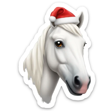 White Horse with Santa hat  sticker