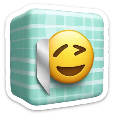 three-dimensional button with a check mark inside sticker