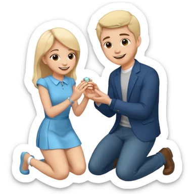 🧎‍♂️‍➡️💍💃 a boy parposing a girl boy on his knee and boy give him ring  sticker