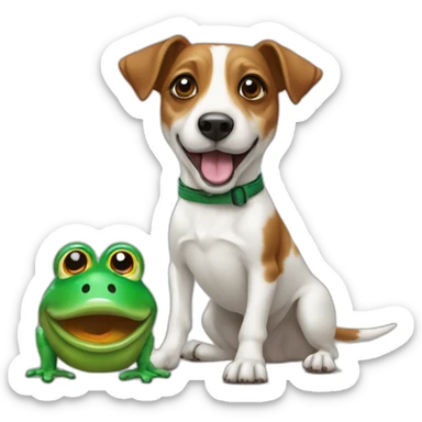 A large jack russel with toy frog sticker