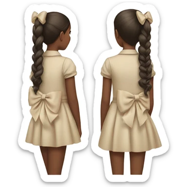 Two girls wearing bows back view beige sticker