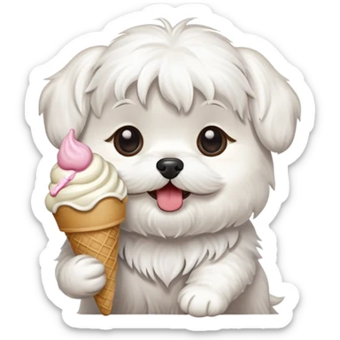 Shitzu Maltese eating ice cream sticker
