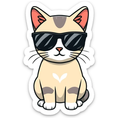 Siamese Cat with sunglasses sticker