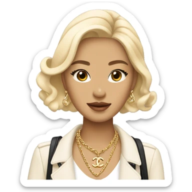 Blonde Chanel Asian Girl with Birkin bag and Chanel necklace sticker