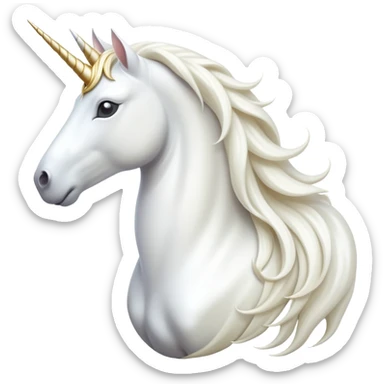 cinematic-beautiful-white-unicorn-emoji,-poised-and-regal,-with-a-slender,-ethereal-form-draped-in-a-pristine-white-color,-a-flowing-mane-and-tail,-and-a-glistening,-spiraled-horn-that-radiates-pure-light,-simplified-yet-sharp-and-majestic sticker