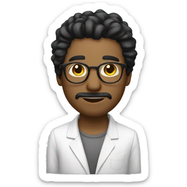 Person hair is balckHis hair is long and down, not very long, and he wears glasses  and he is white and he wird glaces and There is a box on the left sticker