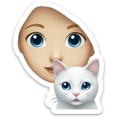 Blonde girl with blue eyes and with white cat sticker