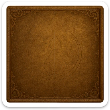 Create a blank, rectangular back page that matches exactly the style, color, and texture of the provided folder image. Remove the tab, spine, and folder shape, leaving only a flat, featureless rectangle with the same ornate border and background pattern. Maintain the transparent background as requested. sticker