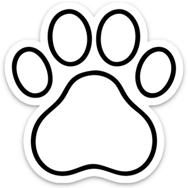 simple cat paw outline with toe beans sticker
