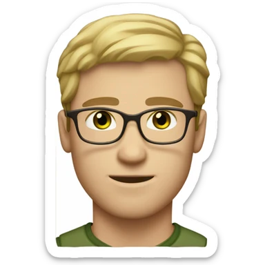 light skinned Caucasian male, green eyes, brown glasses and light stubble sticker