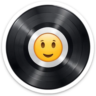 a black vinyl record with a all white blank center sticker