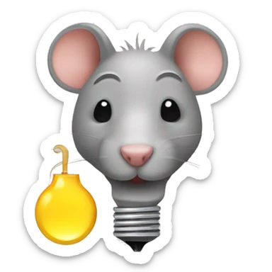 Un rat à côté d'une ampoule  sticker