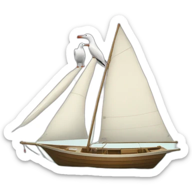Two small albatross on sailboat where is the sail? sticker