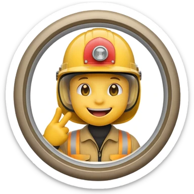 Yellow circle smile emoji wearing helmet licking a window sticker