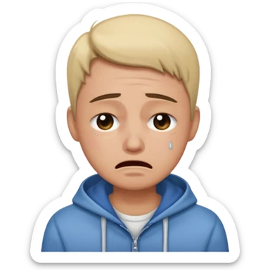 Same person but in normal clothes crying sticker