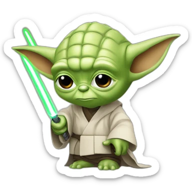 Yoda qui se bat avec Macron au sabre lazer sticker