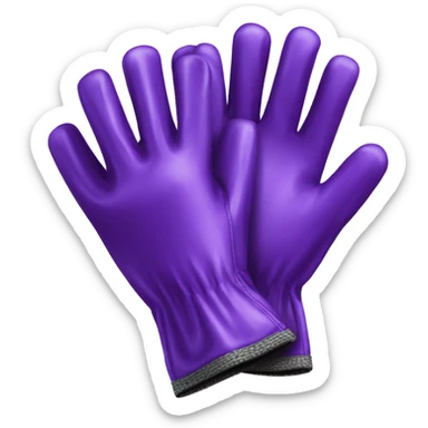 Realistic metallic purple work gloves isolated.  sticker