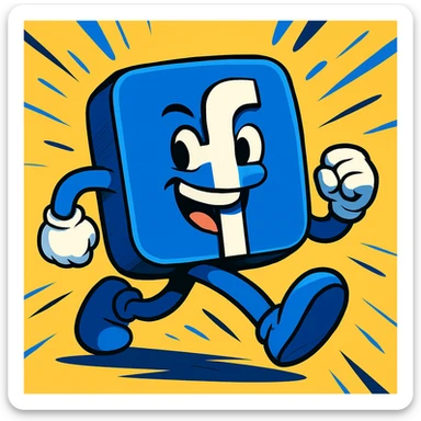 animated Facebook logo, vibrant, dynamic motion, modern style sticker
