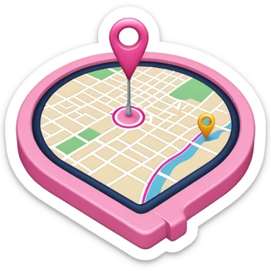 mix pink of a big gps map of the lines sticker