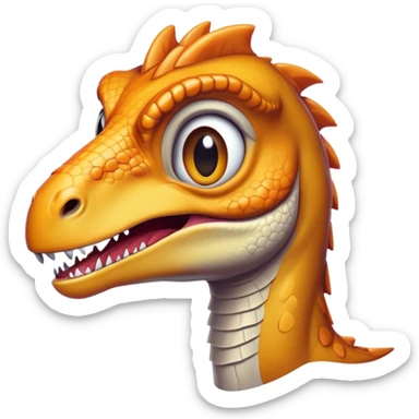 Cinematic Comical jurassic park Velociraptor Portrait Emoji, Head tilted dramatically with an exaggeratedly shocked expression, featuring a sleek, agile form with wide, comically expressive eyes and a quirky, animated snout that brings out its playful side, Simplified yet hilariously expressive features, highly detailed, glowing with a slightly sassy prehistoric glow, high shine, dramatic yet playful, stylized with an air of cheeky dinosaur mischief, soft glowing outline, capturing the essence of a meme-worthy jurassic park Velociraptor that looks ready to side-eye its way into viral fame! sticker