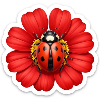 ladybird on flower sticker