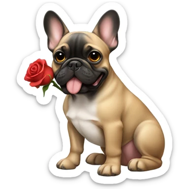 French bulldog black and tan with rose sticker