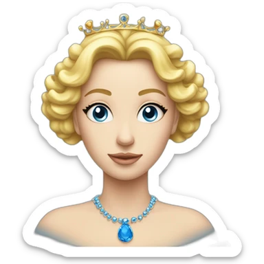 Une reine avec une couronne blonde au yeux bleu cheveux long sticker