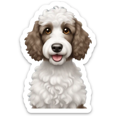 Brown and white poodle and grey aussiedoodle sticker