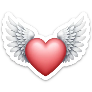 The heart is white with wings sticker