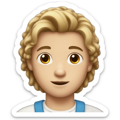 White child boy with brownlong but not so long hair brown sticker