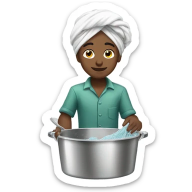 Turban boy washing dishes  sticker
