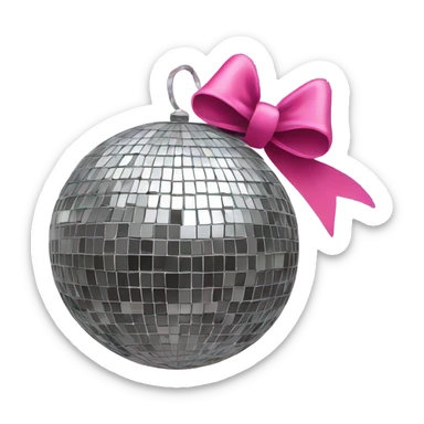disco ball with pink bow sticker