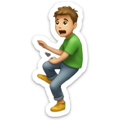 Farting boy falls down the stairs sticker