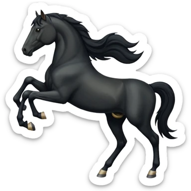 Black full horse two legs up emojis  sticker