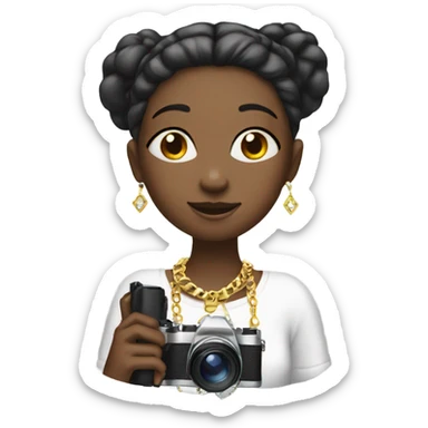 girl with jewelry and camera sticker
