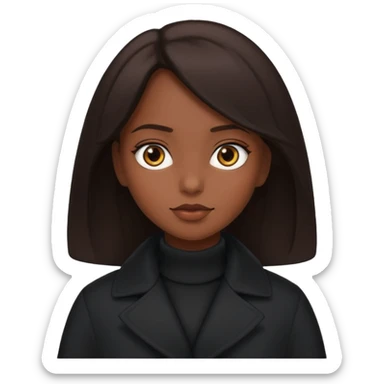 GAROTA MORENA COM PELE MORENA COM CABELO PRETO E CASASACO PRETA sticker