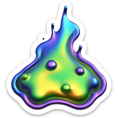 3D render of Oil Slick, toxic waste aesthetic, bubbling liquid, caution metal, industrial warning texture. sticker