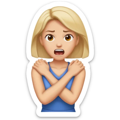 Women with crossed arms around neck screaming  sticker