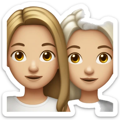 two white brown hair girls one shorter sticker