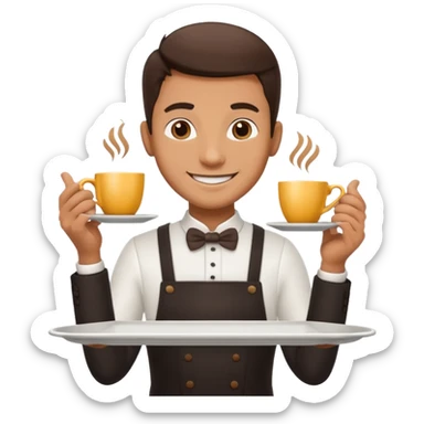 Cafe waiter man with tray sticker